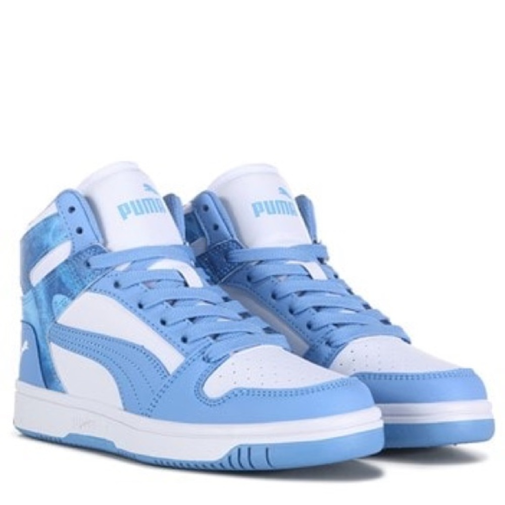 PUMA Rebound High Top Court Sneakers — Youth Size 4 — Blue/White